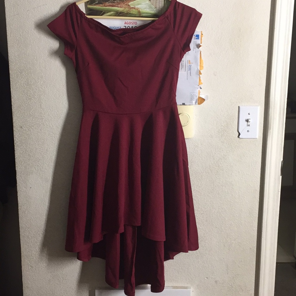 Hi-low burgundy dress